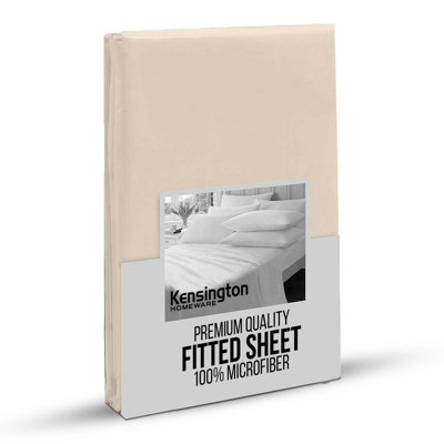 Bedlooms Double Fitted Sheet 25Cm Extra DeepSoft Microfiber Deep Pocket Elacticated Bed Fitted Sheets Beige137X190 Cm