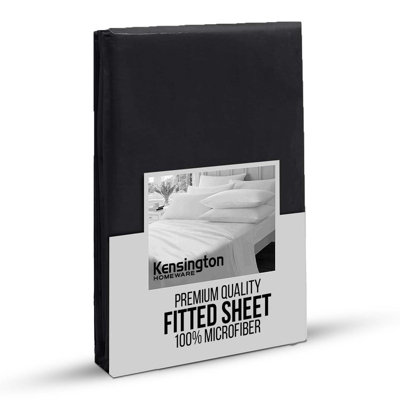 Bedlooms King Fitted Sheet 25Cm Extra DeepSoft Microfiber Deep Pocket Elacticated Bed Fitted Sheets Black152X200 Cm