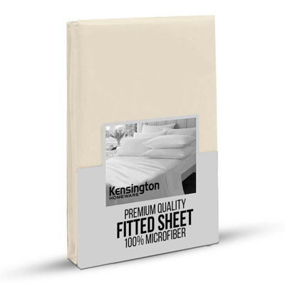 Bedlooms King Fitted Sheet 25Cm Extra DeepSoft Microfiber Deep Pocket Elacticated Bed Fitted Sheets Cream152X200 Cm