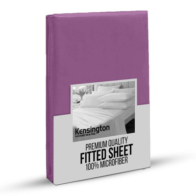 Bedlooms Single Fitted Sheet 25Cm Extra DeepSoft Microfiber Deep Pocket Elasticated Bed Fitted Sheets Purple91X190 Cm