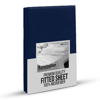 Bedlooms King Fitted Sheet 25Cm Extra DeepSoft Microfiber Deep Pocket Elasticated Bed Fitted Sheets Navy152X200 Cm