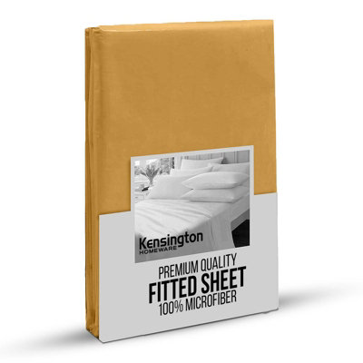 Bedlooms Double Fitted Sheet 25Cm Extra DeepSoft Microfiber Deep Pocket Elasticated Bed Fitted Sheets Ochre137X190 Cm