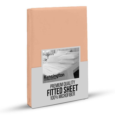 Bedlooms Double Fitted Sheet 25Cm Extra DeepSoft Microfiber Deep Pocket Elasticated Bed Fitted Sheets Peach137X190 Cm
