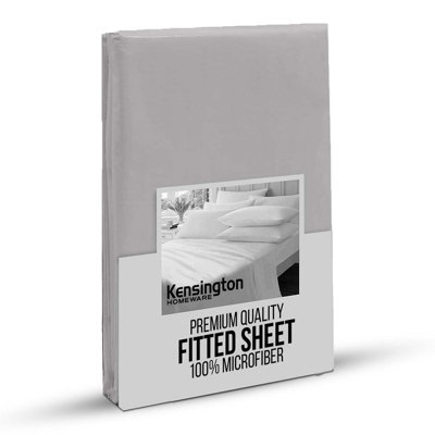 Bedlooms Double Fitted Sheet 25Cm Extra DeepSoft Microfiber Deep Pocket Elasticated Bed Fitted Sheets Silver137X190 Cm