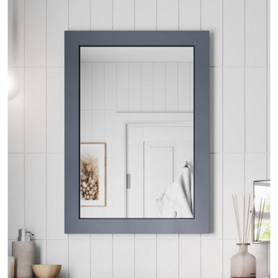 Affine White Framed Wooden Bathroom Mirror Wood Frame Wall Mounted Mirrors 700 X 500Mm Size 3 B&Q