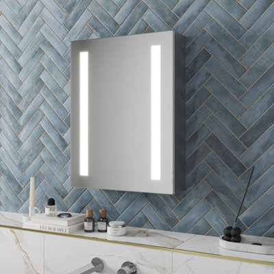 Affine Bathroom Led Mirror Cabinet Wall Mounted Shaver Socket Demister Ip44 650X500 from B&Q