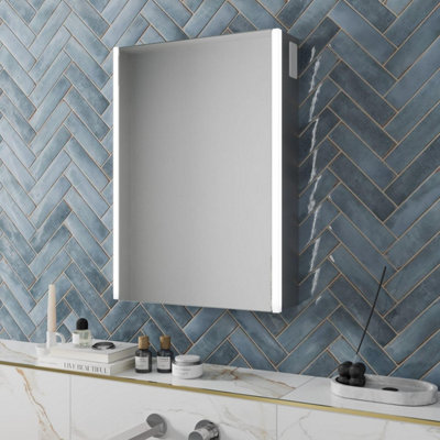 Affine Bathroom Led Mirror Cabinet Illuminated Shaver Socket Speakers Ip44 700 X 500mm from B&Q