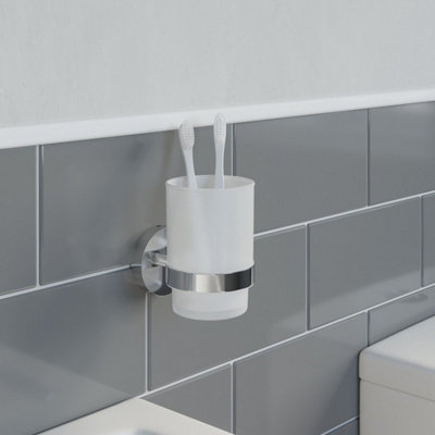 B&Q -  Bathroom Tumbler Holder Chrome Round Wall Mounted Stylish Modern