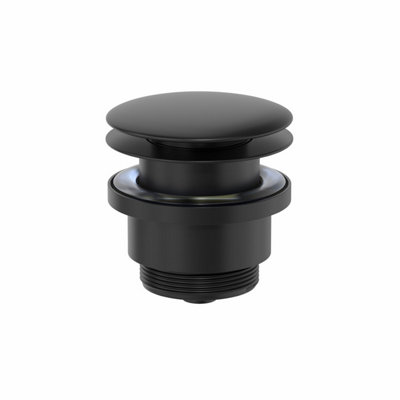 Affine Basin Waste Sink Push Button Pop Up Bathroom Slotted & Unslotted Plug Black from B&Q