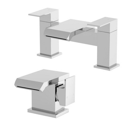 Affine Chrome Bathroom Bath Filler Spout Hot Basin Sink Lever Mixer Tap Mixer Taps Set