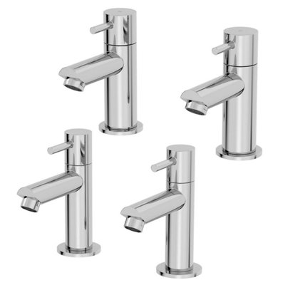 Affine Modern Bathroom Pillar Sink Taps Basin Head Bath Tap Set Pair Twin Chrome from B&Q