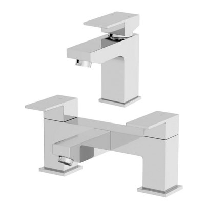 Affine Modern Chrome Bath Filler Spout Hot Basin Sink Mixer Tap Mixer Taps Set Bathroom