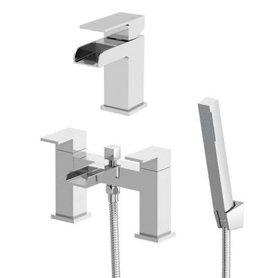 Affine Waterfall Basin Sink Mono Mixer Tap Bath Shower Mixer Tap Chrome Lever Bathroom from B&Q