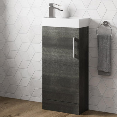 Affine Cloakroom Freestanding Vanity Unit Modern Bathroom Compact Basin Sink Charcoal from B&Q