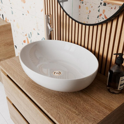 Affine Oval Countertop Basin Gloss White505 X 398mm from B&Q