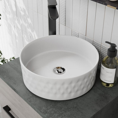 Affine Round Countertop Basin Gloss White360 X 360mm from B&Q