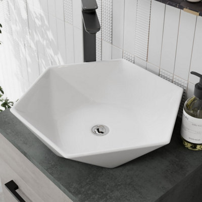 Affine Countertop Basin Gloss White480 X 420mm from B&Q