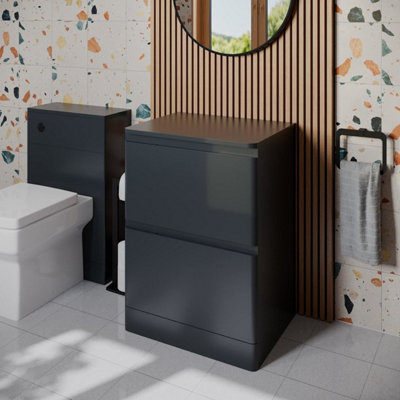 Affine Bathroom Cloakroom Vanity Unit 600mm Freestanding Cabinet Drawer Anthracite Grey from B&Q
