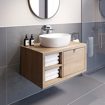 Affine Bathroom Wall Hung Vanity Unit Sink Cabinet Wash Basin Sink Storage Drawer 800mm from B&Q
