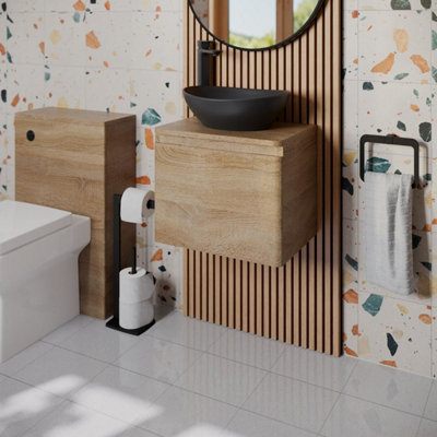 Affine Bathroom Cloakroom Vanity Unit Countertop Wash Basin Wall Hung Wood 500mm from B&Q
