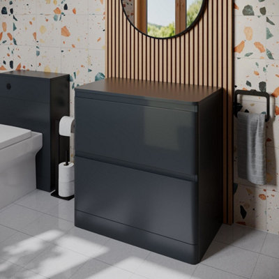 Affine Bathroom Cloakroom Vanity Unit 800mm Freestanding Cabinet Drawer Anthracite Grey from B&Q