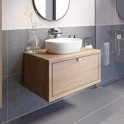 Affine Bathroom Wall Hung Vanity Unit Sink Cabinet Wash Basin Sink Storage Drawer 800mm from B&Q