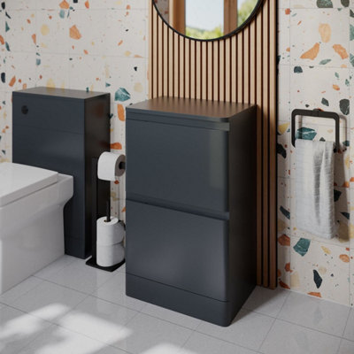 Affine Bathroom Cloakroom Vanity Unit 500mm Freestanding Cabinet Drawer Anthracite Grey from B&Q