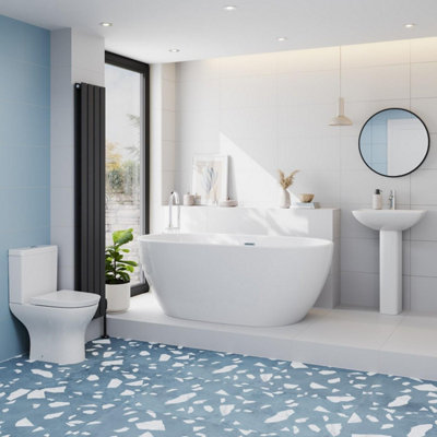 Affine Bathroom Suite 1500mm Freestanding Bath Toilet Wc Basin Full Pedestal from B&Q
