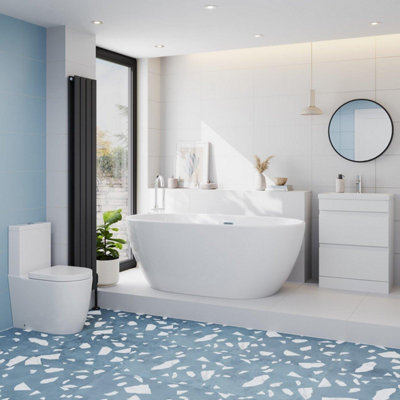 Affine Bathroom Suite 1500mm Freestanding Bath Toilet Wc Basin Vanity Unit from B&Q