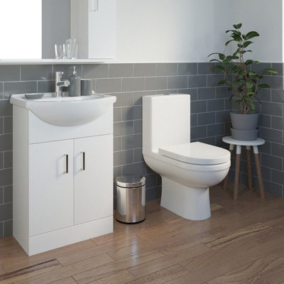 Affine Modern Toilet Sink Basin Cloakroom Ceramic Gloss Vanity Unit Bathroom Suite from B&Q