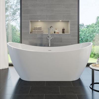 Affine Freestanding Double Ended Bath Luxury Acrylic Bathtub Waste White 1700X730mm from B&Q
