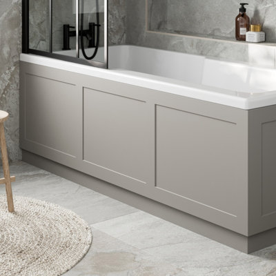 Affine 1700mm Front Bath Side Panel 18mm Traditional Bathroom Straight Mdf Wood Grey Plinth Easy Cut from B&Q