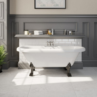 Affine Freestanding 1500mm Traditional Roll Top Bath Tub Bathroom Dragon Feet Acrylic from B&Q