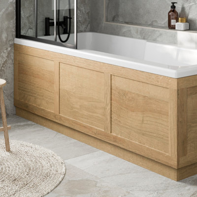 B&Q -  Traditional Bathroom 1700mm Side Bath Panel 15mm Wooden Oak Mdf Wood Easy To Cut