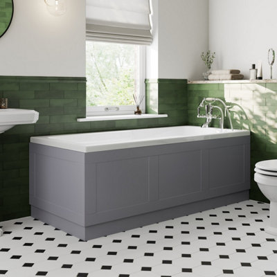 Affine 1700/700mm Bath Panel Pack Front Side End Traditional Bathroom Mdf Grey Gloss from B&Q