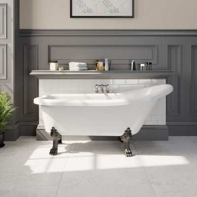 Affine Freestanding 1550mm Traditional Roll Top Slipper Bath Tub Bathroom Dragon Feet from B&Q