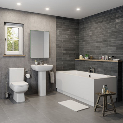 Affine Modern Bathroom Suite Toilet Wc Basin Sink Full Pedestal Double Ended Bath 1700 from B&Q