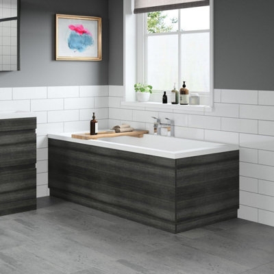 Affine Modern Bathroom 1700 Front & 750 End Bath Panel Pack Mdf Charcoal Grey Plinth from B&Q
