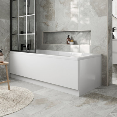Affine Bath Panel Pack Set Acrylic Side End Gloss White 1700/750mm Bathroom Modern from B&Q