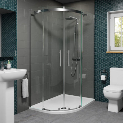Affine 1200X800mm Offset Lh Quadrant Shower Enclosure Frameless 8mm Glass Tray & Waste from B&Q