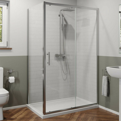 Aveli 1200X900mm Sliding Shower Door Side Panel Framed Enclosure 6mm Glass Tray Waste