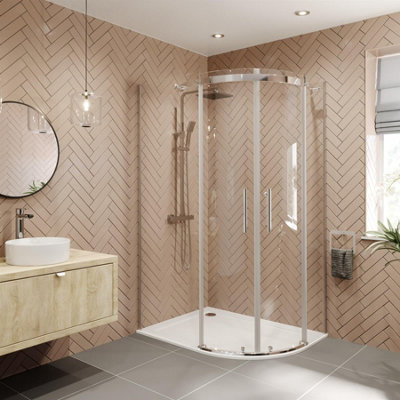 Affine 1200 X 900mm Right Hand Quadrant Shower Enclosure Frameless 8mm Safety Glass from B&Q