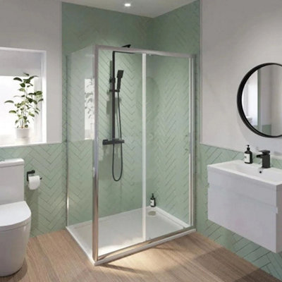 Aveli 1200X700mm Sliding Shower Door Side Panel Framed Enclosure 6mm Glass Tray Waste