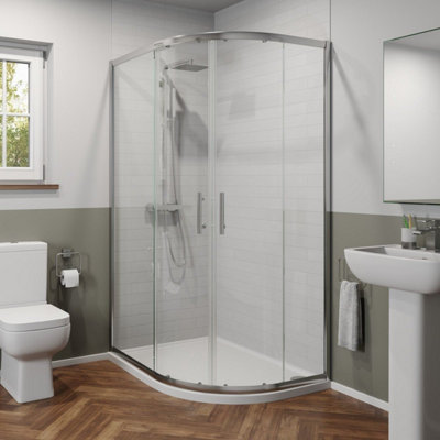 Affine Modern 1200 X 800mm Right Hand Offset Quadrant Shower Enclosure Framed 6mm Glass from B&Q