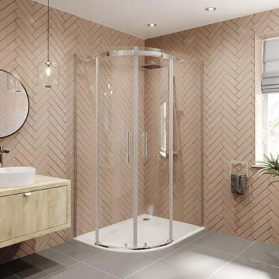 Affine 1200 X 800mm Lh Offset Quadrant Shower Enclosure Frameless 8mm Safety Glass from B&Q