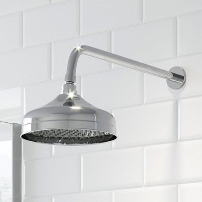 Affine Traditional Bathroom Wall Mounted Chrome Round Drencher Fixed Shower Arm Head from B&Q