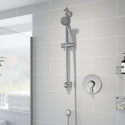Affine Concealed Stick Shower Concentric Wall Mounted Adjustable Head Chrome Handset from B&Q