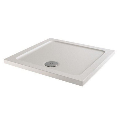 Affine Modern Square Shower Tray 800 X 800mm Low Profile Slimline Lightweight White from B&Q