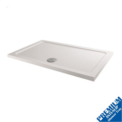 Podium 1100X900mm Shower Tray Rectangular Low Profile Premium Anti-Slip Free Waste White