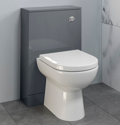 Affine Bathroom 500 X 215mm Back To Wall Btw Toilet Cistern Unit Only Grey Gloss Modern from B&Q